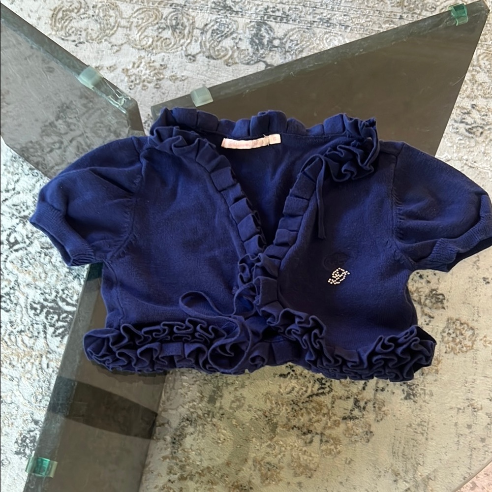 Navy Blue Ruffled Cardigan